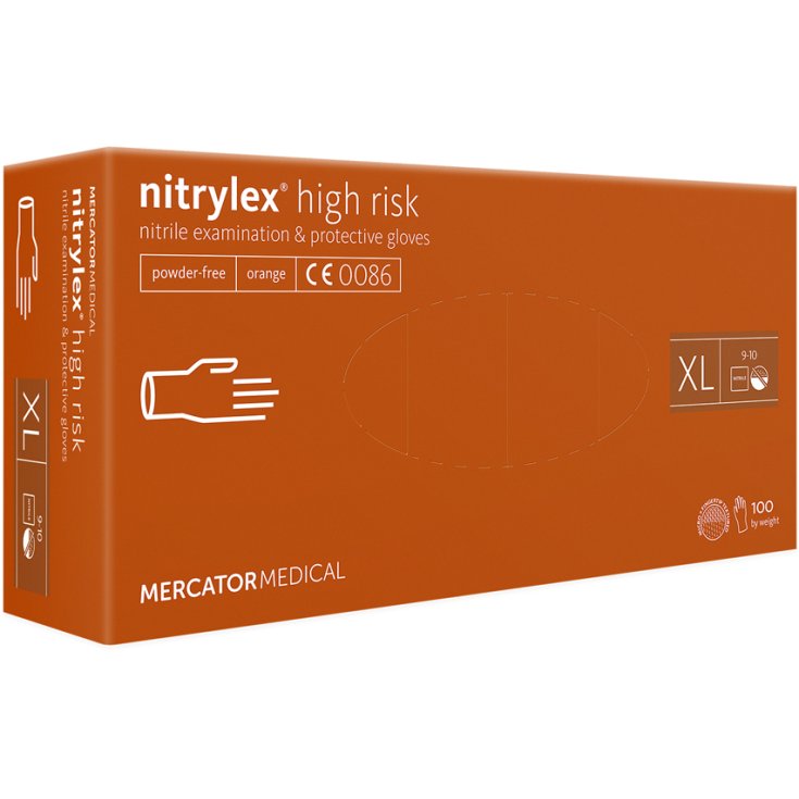 Nitrylex&reg; High Risk Guanti Arancione XL 100 Pezzi
