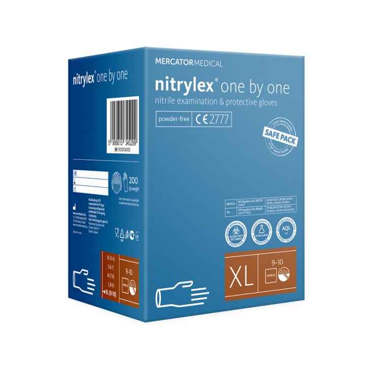 Nitrylex&reg; One By One Guanti Blu XL 200 Pezzi