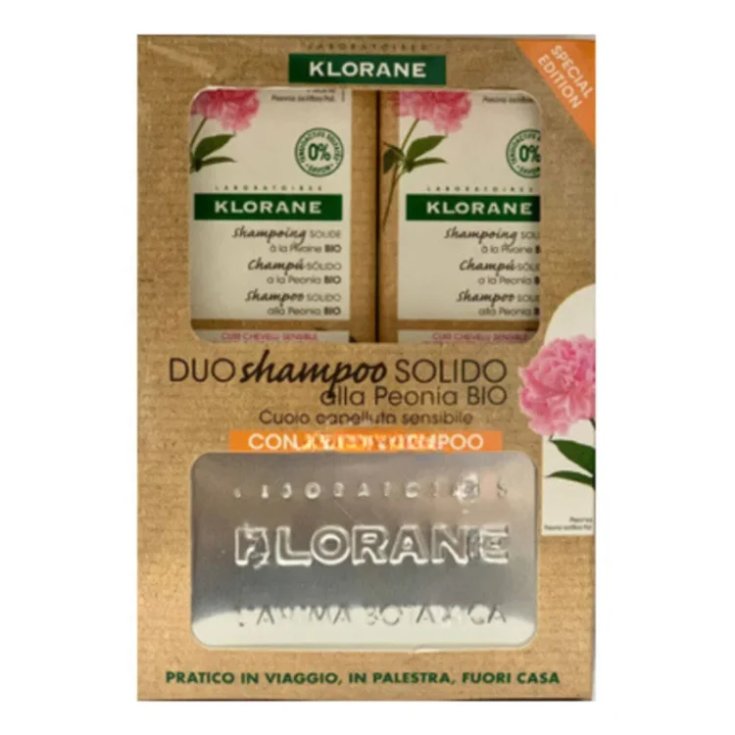 Duo Shampoo Solido Alla Peonia Klorane 2x80g