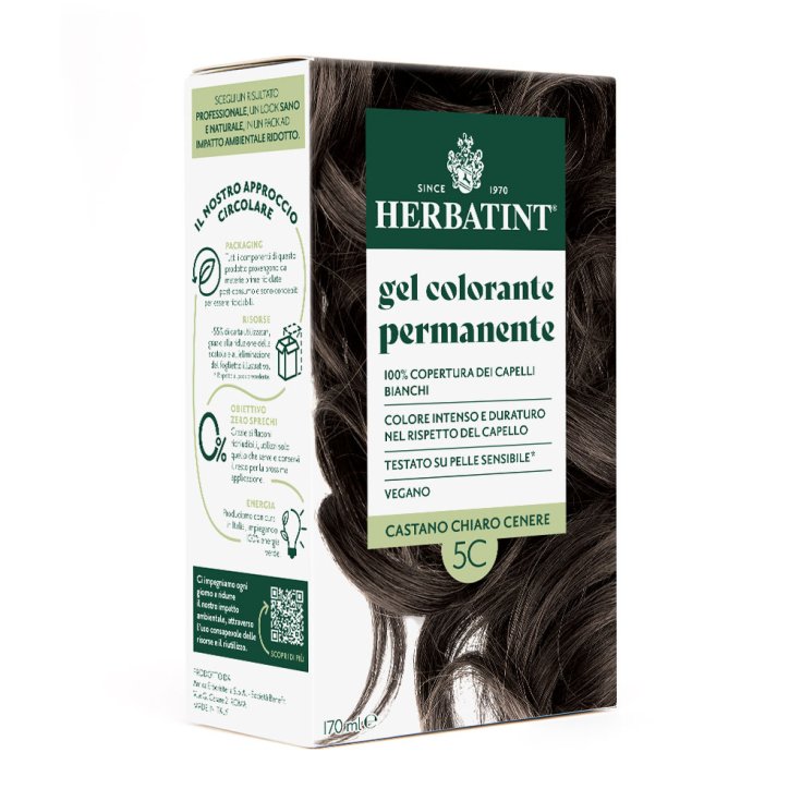 Gel Colorante Permanente 5C Castano Chiaro Cenere HERBATINT&reg; 170ml
