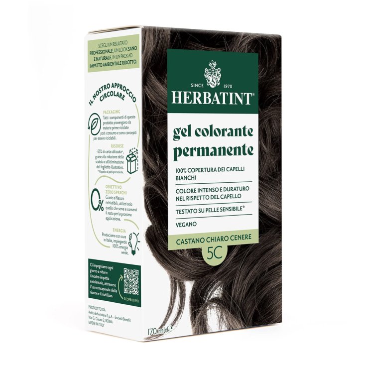 Gel Colorante Permanente 5C Castano Chiaro Cenere HERBATINT&reg; 170ml
