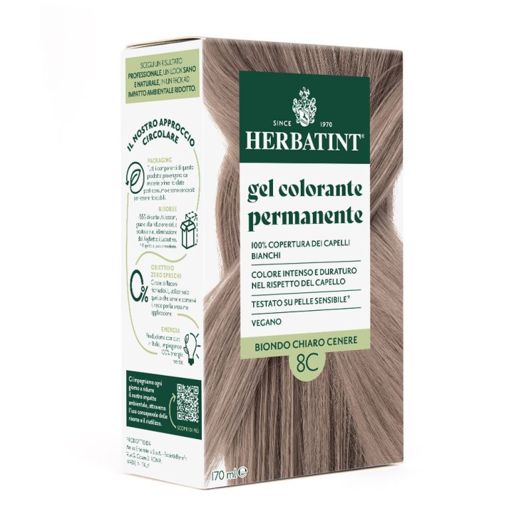 Gel Colorante Permanente 8C Biondo Chiaro Cenere HERBATINT&reg; 170ml