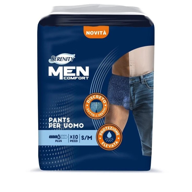 Serenity Pants Men Comfort - Pantaloni Serenity assorbenti sm per l'incontinenza maschile, 10 pezzi