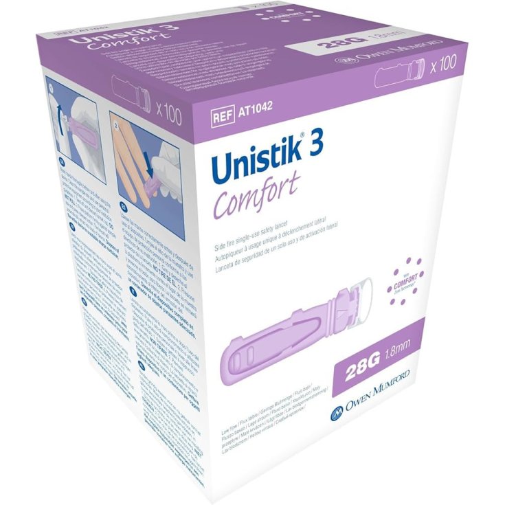 Unistik 3 Comfort: 100 Lancette pungidito sterili