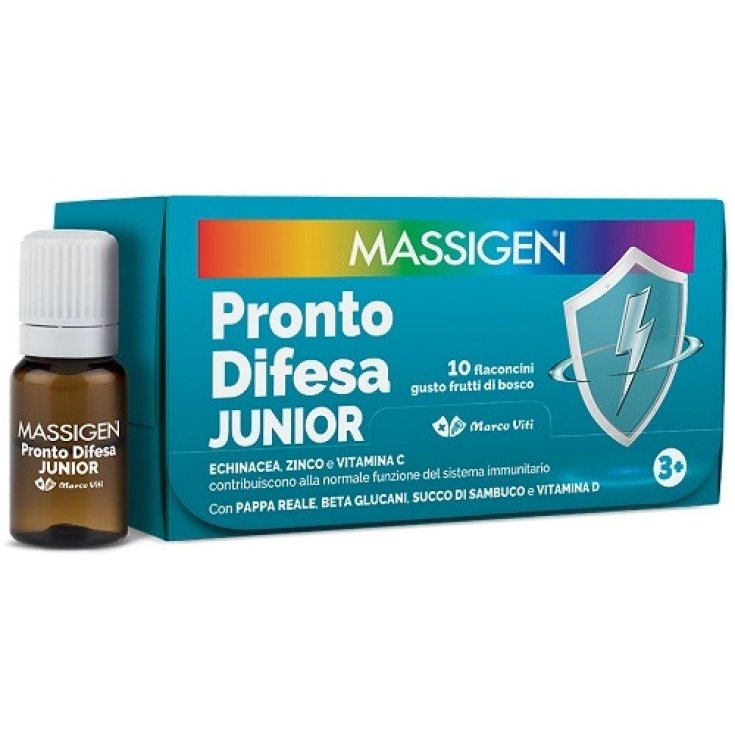 Massigen Pronto Difesa Junior, Integratore con Vitamine per Bambini, 10 Flaconcini Massigen Pronto Difesa Junior, Integratore con Vitamine per Bambini, 10 Flaconcini