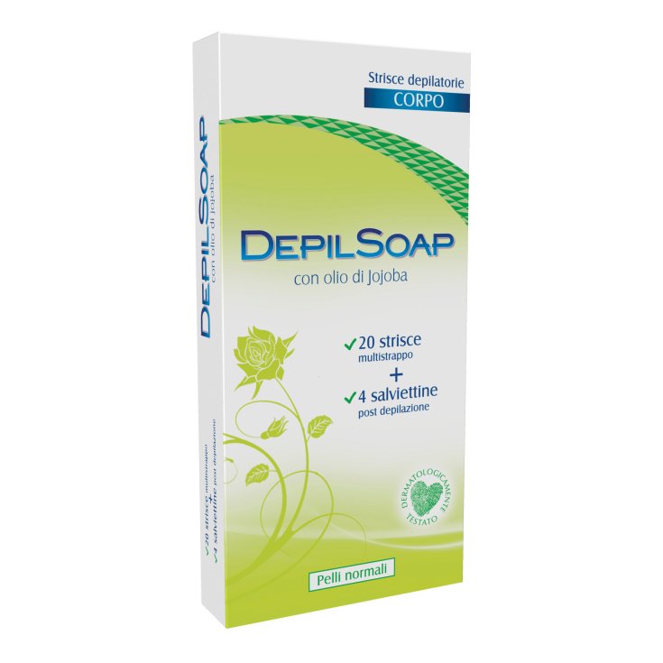 Depilsoap Strisce Depilatorie Corpo Pelli Normali con Olio di Jojoba, 20 Pezzi