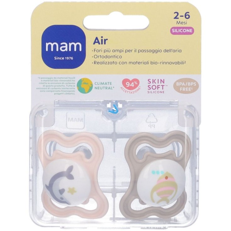 MAM Succhietto Air 2-6 Mesi Caucci&ugrave; Confezione Doppia Neutra