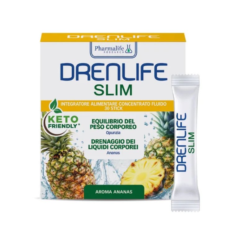 Pharmalife Drenlife Slim Integratore Drenante Ananas, 30 stick