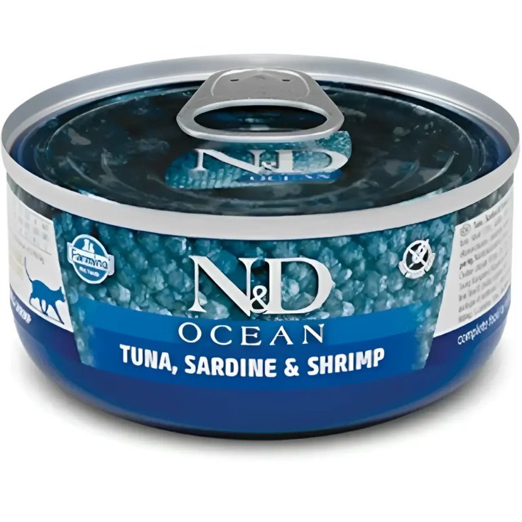 Russo Mangimi N&D Ocean Tonno, Sardine e Gamberetti per Gatti 70 g
