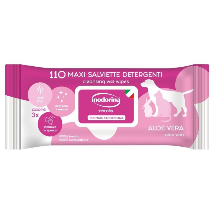 Inodorina Salviette Aloe Vera Igienizzanti per Cani e Gatti - 110 Pezzi