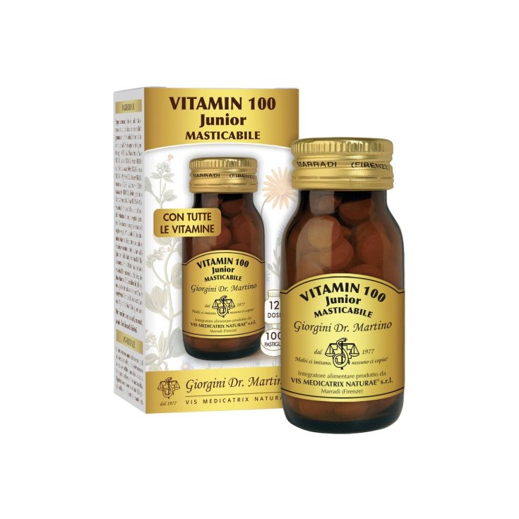 Giorgini Vitamin 100 Junior, Multivitaminico Masticabile Gusto Frutta, 100 Pastiglie