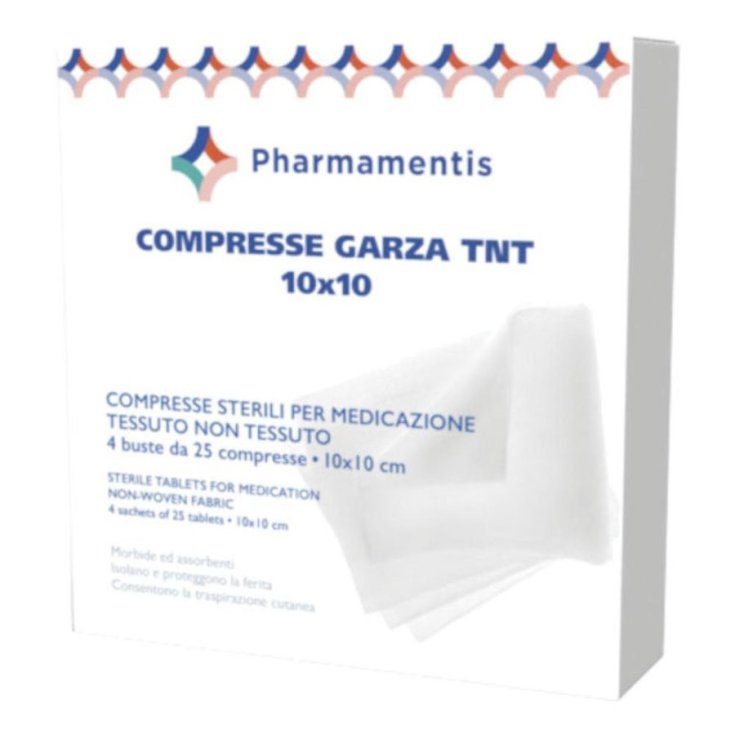 Pharmamentis Garza Compressa Sterile Monouso 10x10 cm, 100 Pezzi
