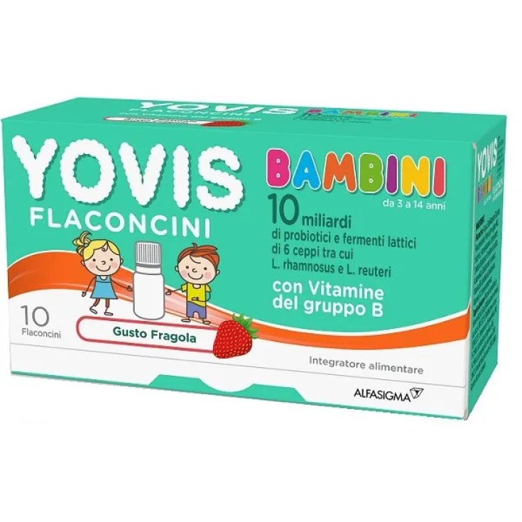 Yovis Bambini Fragola, Integratore Probiotici per Bambini, 10 Flaconcini