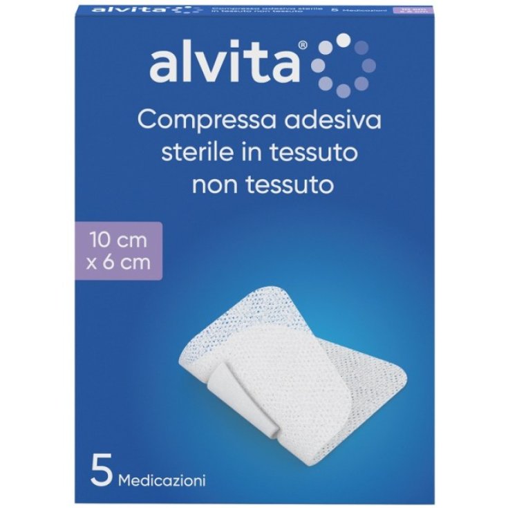 Alvita Compressa Adesiva Sterile Tessuto 10 x 16 cm, 5 Pezzi