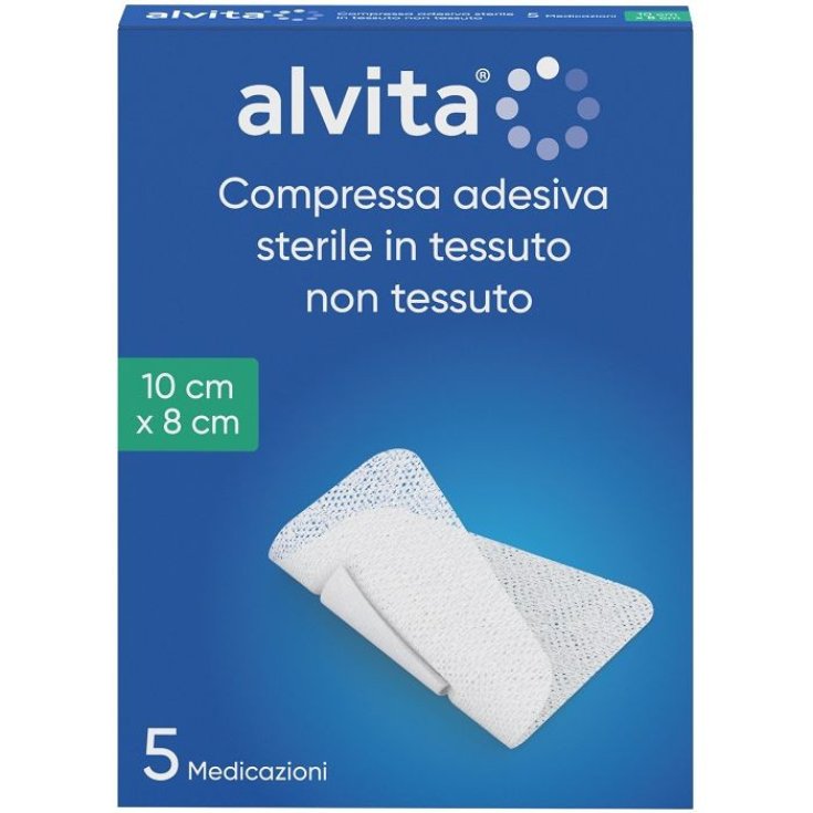 Alvita Garza Adesiva Sterile 10x8cm in Tessuto Non Tessuto