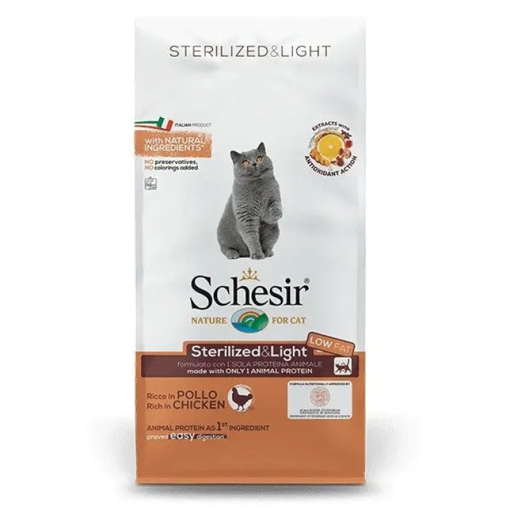 Schesir Sterilized&Light Pollo 10 Kg, Croccantini per Gatti Sterilizzati
