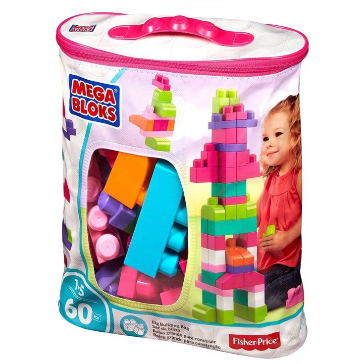 Fisher-Price Mega Block Rosa, 60 Pezzi
