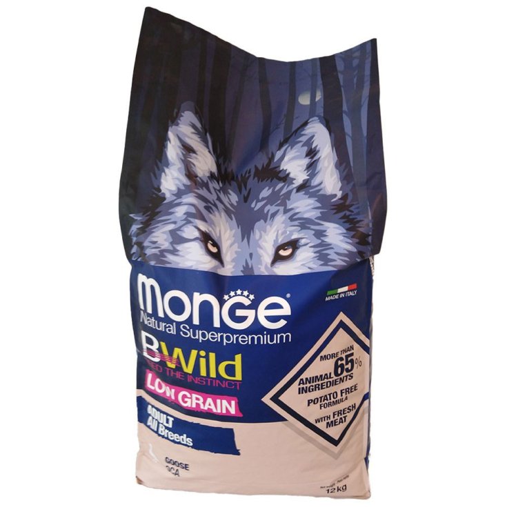 Monge BWild Low Grain Adult con Oca, Alimento Secco per Cani - 12kg