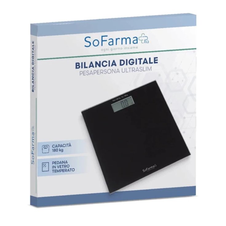 Sofarmapi&ugrave; Bilancia Pesapersone Digitale in Vetro con Display LCD