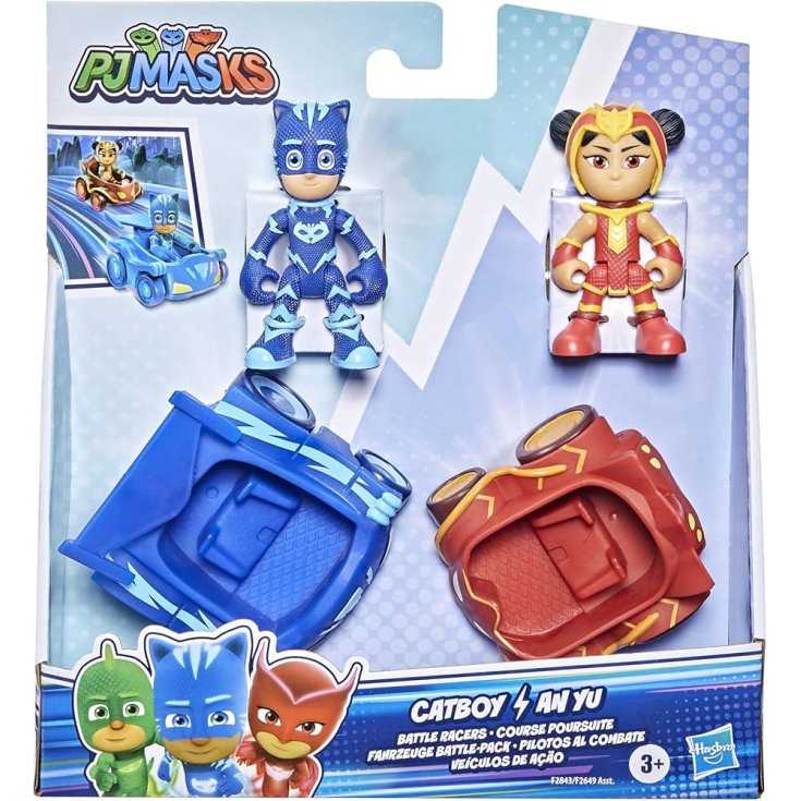 Hasbro PJMask Super Pigiamini con Action Figure e Macchinine Gattoboy e An Yu