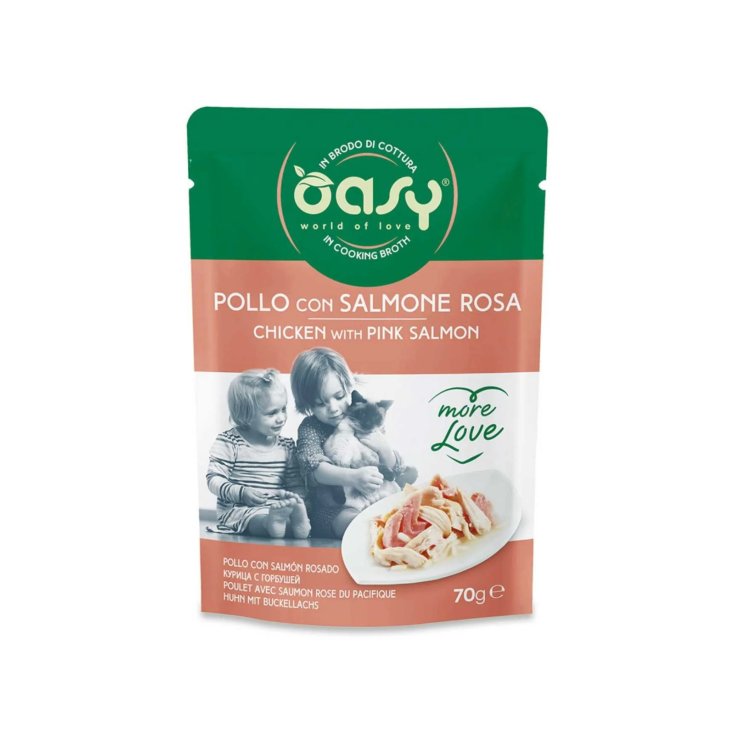 Oasy Gatto Adulto Pollo e Salmone Rosa Umido Busta 70g