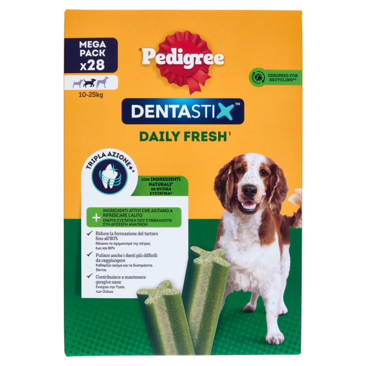 Pedigree Dentastix Fresh Snack Igiene Orale Cani Media Taglia 28 Pezzi