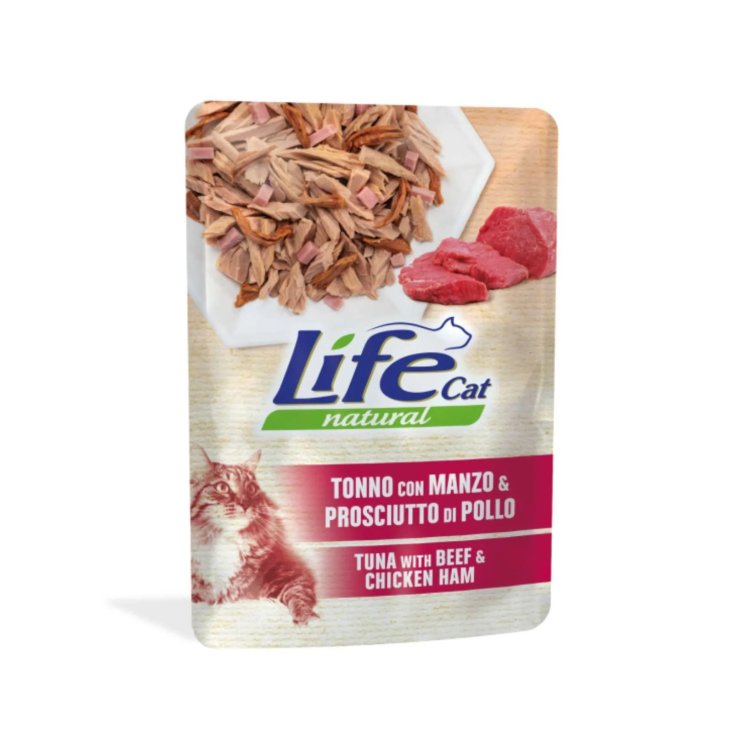 Life Pet Care Alimento Gatti Adulti Tonno Manzo Prosciutto 70g