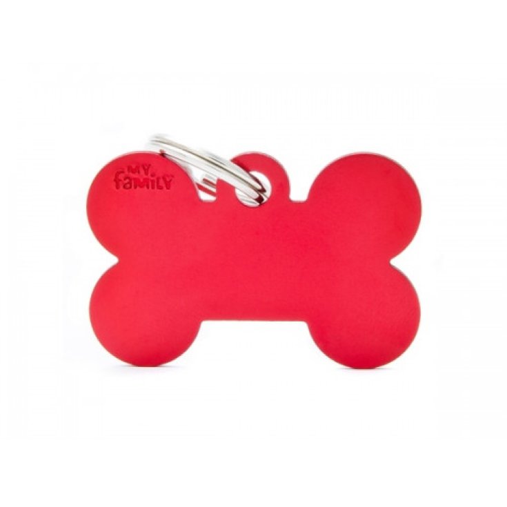 My Family Medaglietta per Collare a Osso in Alluminio Rosso