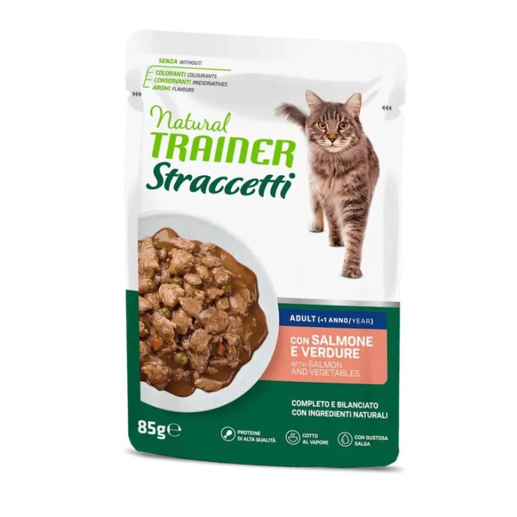 Natural Trainer Straccetti Salmone e Verdure Gatto Adulto 85 g