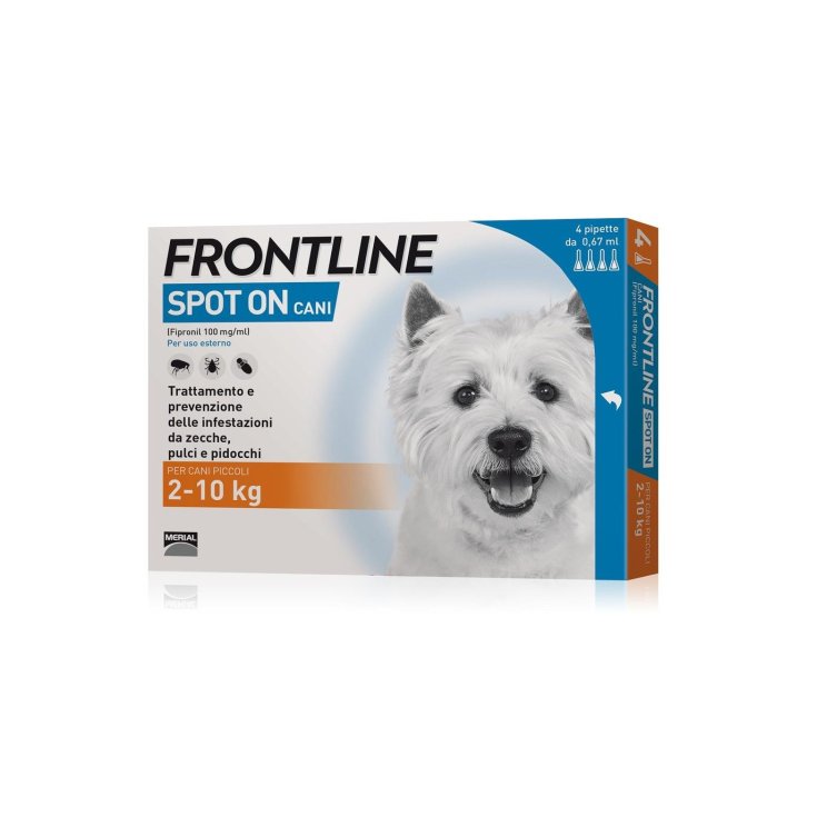 Frontline Spot On per Cani 4 Pipette - 2-10 Kg