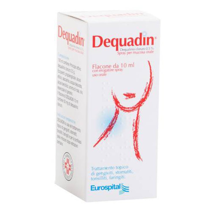 Eurospital Dequadin 0,5% Spray Per Mucosa Orale Trattamento Stomatiti Gengiviti Tonsilliti Flacone 10ml
