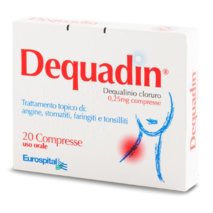Eurospital Dequadin 0.25mg Treatment Stomatitis Tonsillitis 20 tabs