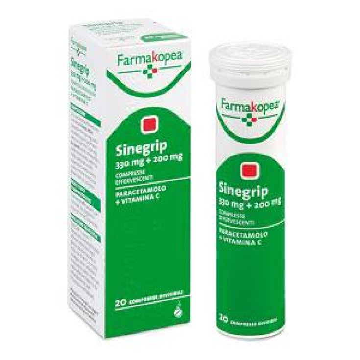 Sinegrip Farmakopea 330mg+200mg Paracetamolo + Vitamina C 20 Compresse Effervescenti
