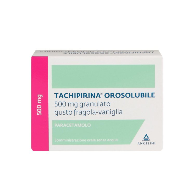 Angelini Tachipirina Orosoluble 500mg Paracetamol Strawberry And Vanilla Flavor 12 Sachets