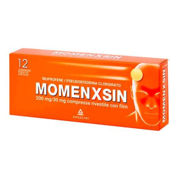 Angelini Momenxsin 200mg Ibuprofene + 30mg Pseudofedrina Cloridrato 12 Compresse Rivestite 