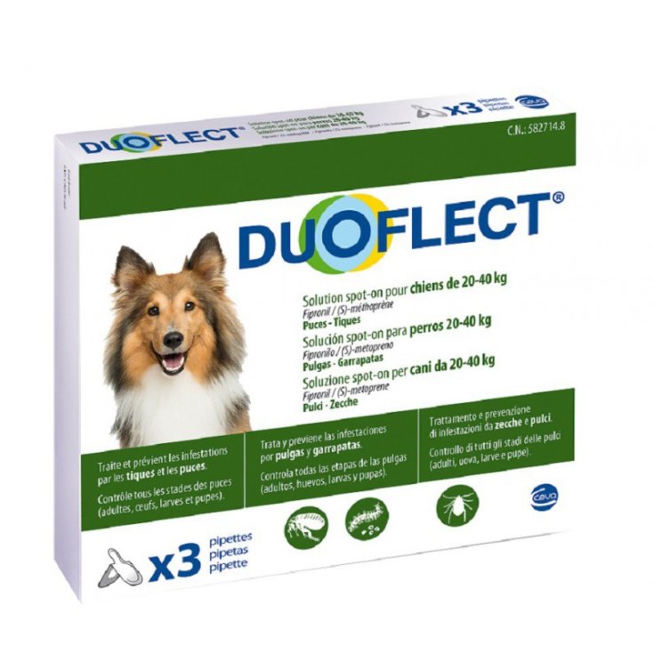 Duoflect  Antiparassitario per Cani e Gatti da 3 Pipette - Cani 20-40 Kg