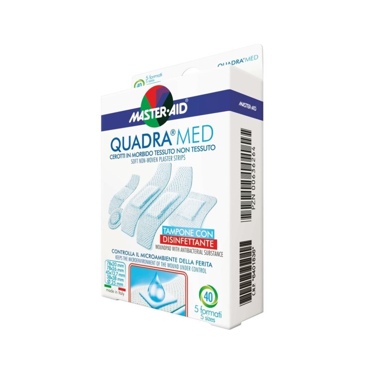 Master-Aid® Quadra Med® Cerotti In Morbido Tessuto Non Tessuto Tampone Con Disinfettante 40 Strip Assortiti