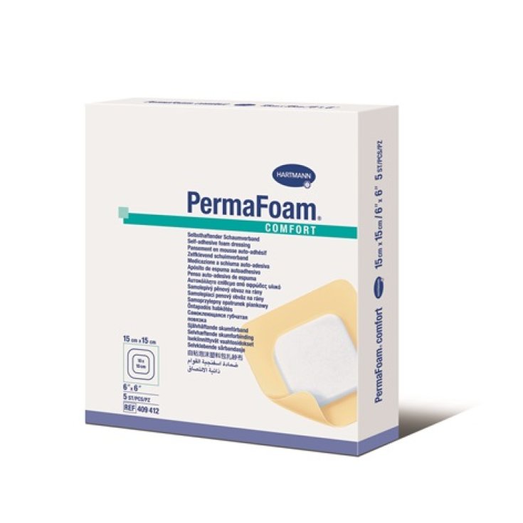 Hartmann PermaFoam Comfort Medicazione in Schiuma di Poliuretano 10x20cm 5 Medicazioni