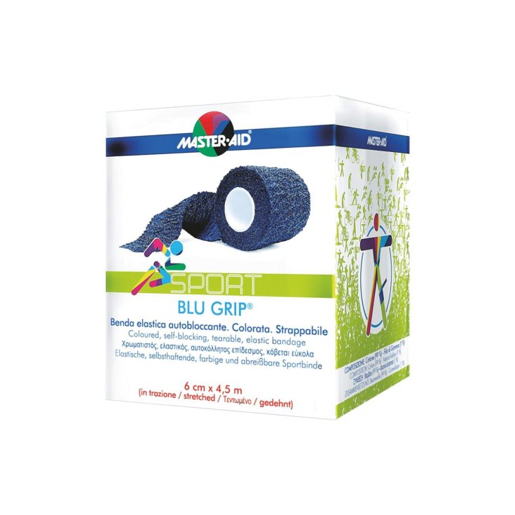 Master-Aid® Blu Grip® Sport Benda Elastica Autobloccante Colorata Strappabile 8x450cm
