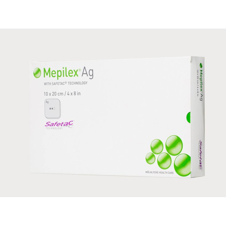 Mölnlycke® Mepilex® Ag Medicazione In Schiuma Antimicrobica Con Safetac® Misura 10x20cm 5 Pezzi