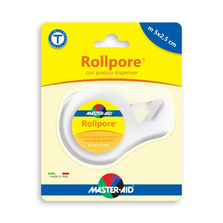Master-Aid® Rollpore® Cerotto Aerato In Tessuto Non Tessuto Bianco Con Pratico Dispenser m 5 x 2,5 cm