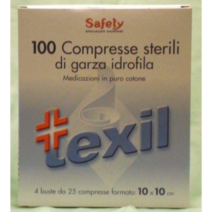 Safety Texil Garza Sterile 10x10cm 100 Compresse Sterili Di Garza
