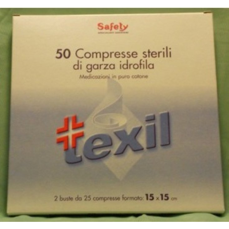 Safety Texil Garza Sterile 15x15cm 50 Compresse Sterili Di Garza Idrofila