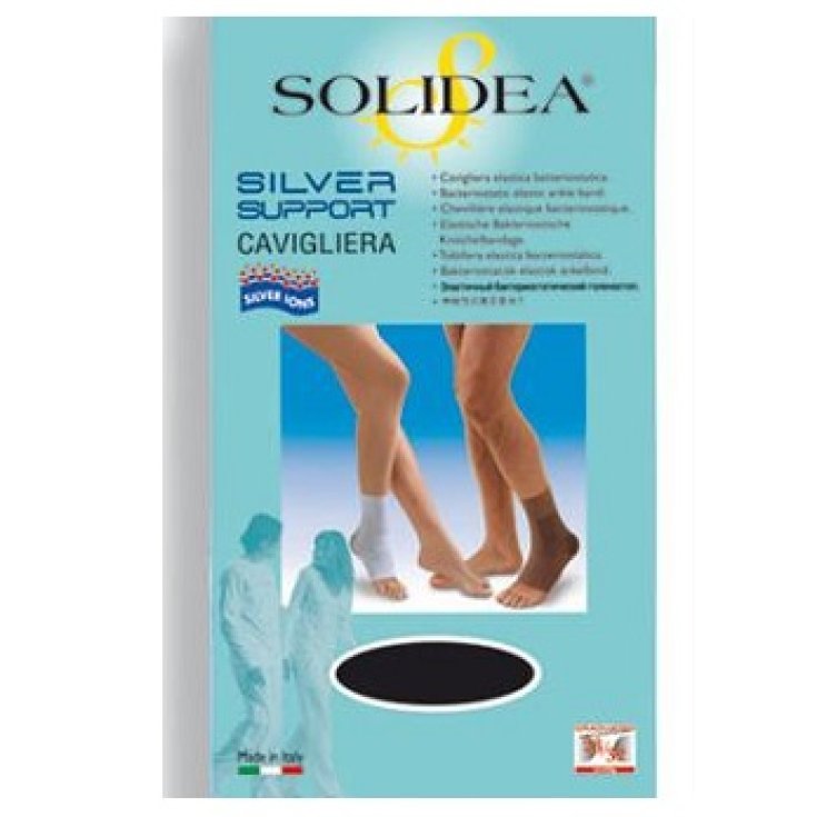Solidea® Silver Support Cavigliera Elastica Colore Nero Taglia L