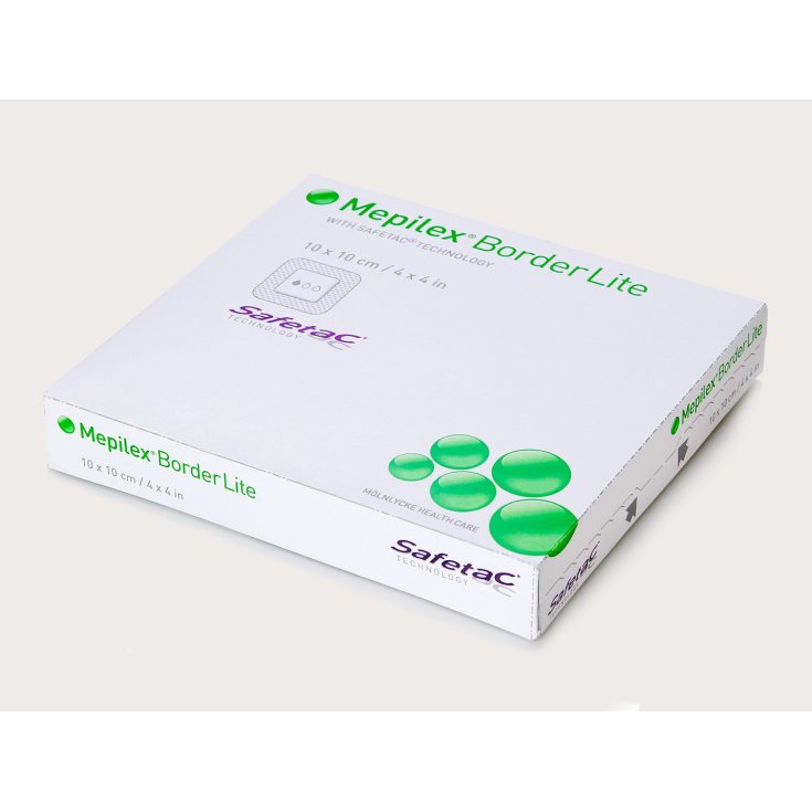 Mölnlycke® Mepilex® Border Lite Medicazione All-In-One In Schiuma Di Poliuretano Sottile Con Safetac® Misura  10x10cm 5 Pezzi
