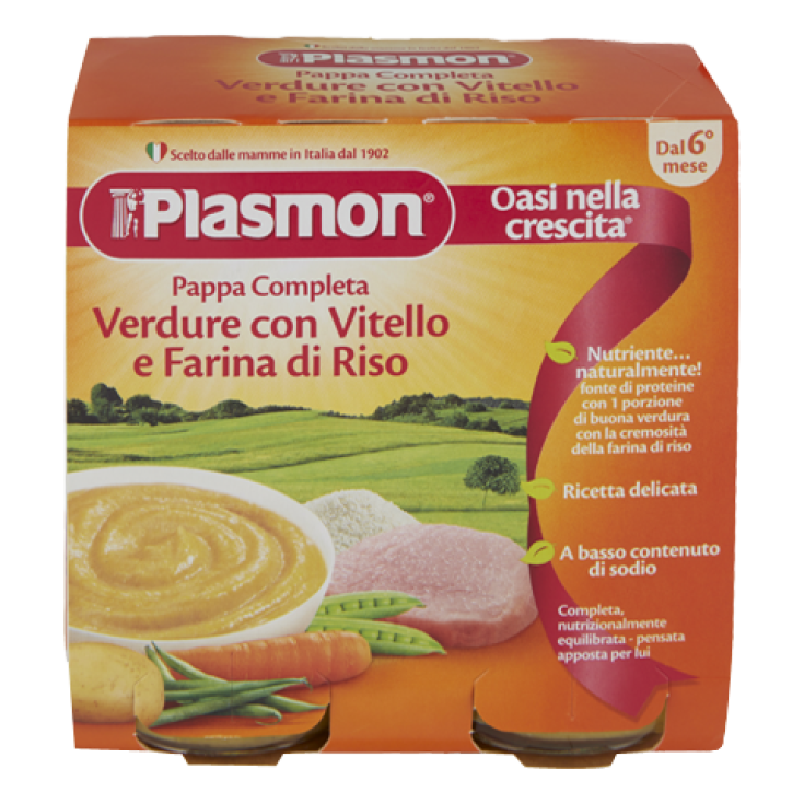 Plasmon Omogeneizzato Pappa Completa Verdure Pastina Prosciutto Cotto  2x380g