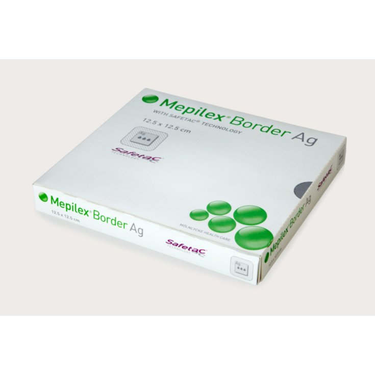 Mölnlycke® Mepilex® Border Ag Medicazione Antimicrobica All-In-One In Schiuma Con Safetac® Misura 7,5x7,5cm 5 Pezzi