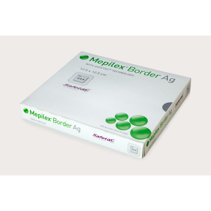 Mölnlycke® Mepilex® Border Ag Medicazione Antimicrobica All-In-One In Schiuma Con Safetac® Misura 10x10cm 5 Pezzi