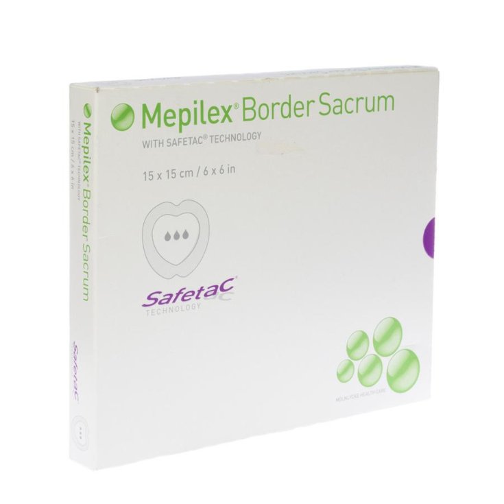 Mölnlycke® Mepilex® Border Sacrum Medicazione In Schiuma All-In-One Per La Zona Sacrale Con Safetac® Misura 15x15cm 5 Pezzi