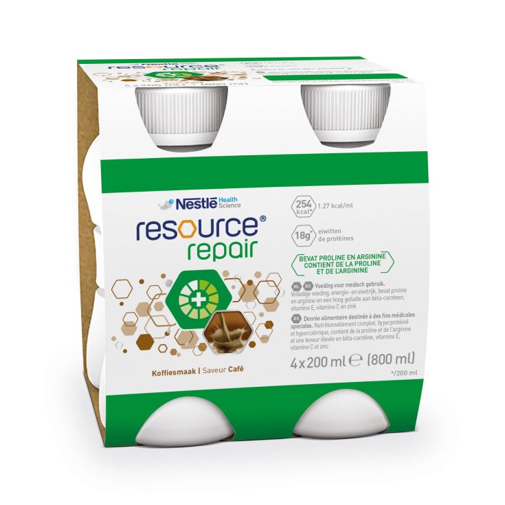 Nestlè Health Science Resource Repair Caffè Bevanda Iperproteica Per Favorire La Rigenerazione Dei Tessuti 4x200ml
